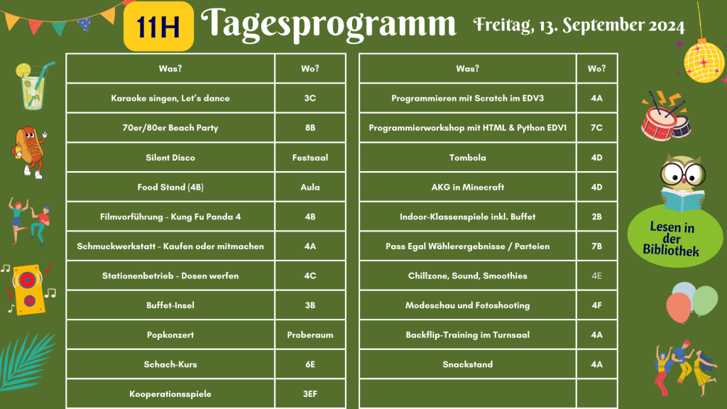 Tagesprogramm 11h